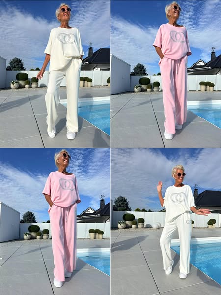 ⏳Limited offer70% OFF ⏰Casual two-piece set for women, plain top and loose trousers