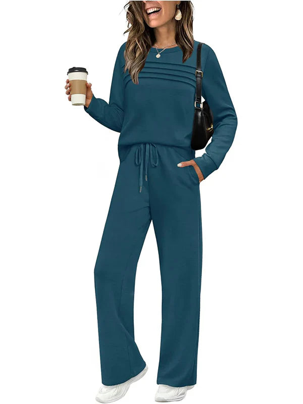 đĽLAST DAY 70% OFFâ¨Women's Crew Neck Top & Drawstring Pants Set