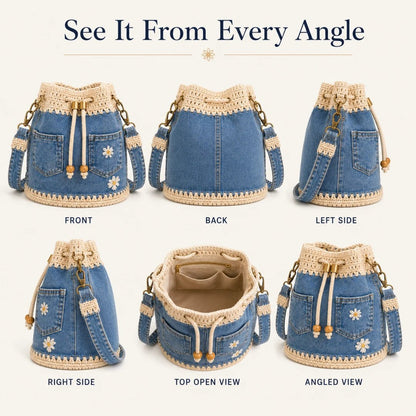 🔥✨👜Denim Crochet Bucket Bag