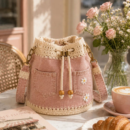 🔥✨👜Denim Crochet Bucket Bag
