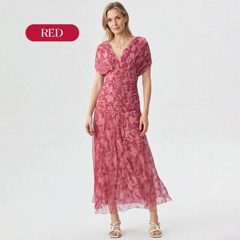 🌸New Arrival 70%OFF💖 Women's Off-the-Shoulder V-Neck Printed Dress