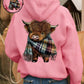 🎄HOT SALE 50% OFF!!🎁Cute Highland Cow Cozy Fleece-Lined Hooded Sweatshirt🦬✨Perfect Gift for Her!