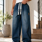 Men's Drawstring Wide-Leg Baggy Denim Jeans