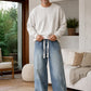 Men's Drawstring Wide-Leg Baggy Denim Jeans