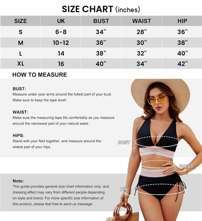 🔥Last Day Special Price £12.99!!💥-👙High Waisted Tummy Control Color Block Bikini Sets