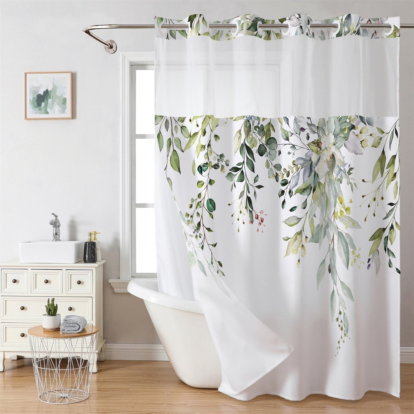 ⏳LAST DAY SALE 70% OFF!!🔥No-Hook Double-Layer Shower Curtain with Built-In Liner 🚿✨  Waterproof, Machine-Washable & Mildew-Resistant | 72" x 75" – Fits Most UK Bathtubs