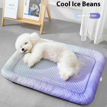 🔥LAST DAY SALE ONLY￡9.99!!❄Pawchill™🇬🇧Pet Cooling Mat for Dogs & Cats 🐾  Naturally Cool Ice-Silk Pad • Breathable, Washable & Soft 🌿  For Floors, Sofas & Car Travel • Multiple Sizes • Gradient Colours ☀️🐶🐱