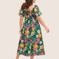 💃Summer Hot Sale 70% OFF🌈Floral Smocked Square Neck Midi Dress with Pockets