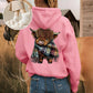 🎄HOT SALE 50% OFF!!🎁Cute Highland Cow Cozy Fleece-Lined Hooded Sweatshirt🦬✨Perfect Gift for Her!
