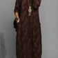 Midi Women's Dress with Jacquard Pattern and Pockets