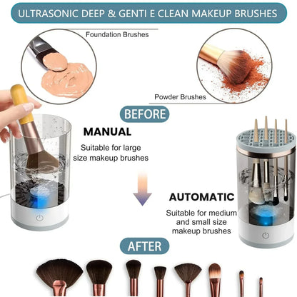 💖 60% OFF! ✨ AUTOMATIC MAKEUP BRUSH CLEANER - Deep Cleaning in 3 Minutes, Compact & Portable for Travel, USB Charging with Quiet Operation 🌸🚿