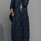 Midi Women's Dress with Jacquard Pattern and Pockets