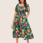 💃Summer Hot Sale 70% OFF🌈Floral Smocked Square Neck Midi Dress with Pockets