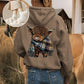 🎄HOT SALE 50% OFF!!🎁Cute Highland Cow Cozy Fleece-Lined Hooded Sweatshirt🦬✨Perfect Gift for Her!