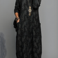 Midi Women's Dress with Jacquard Pattern and Pockets