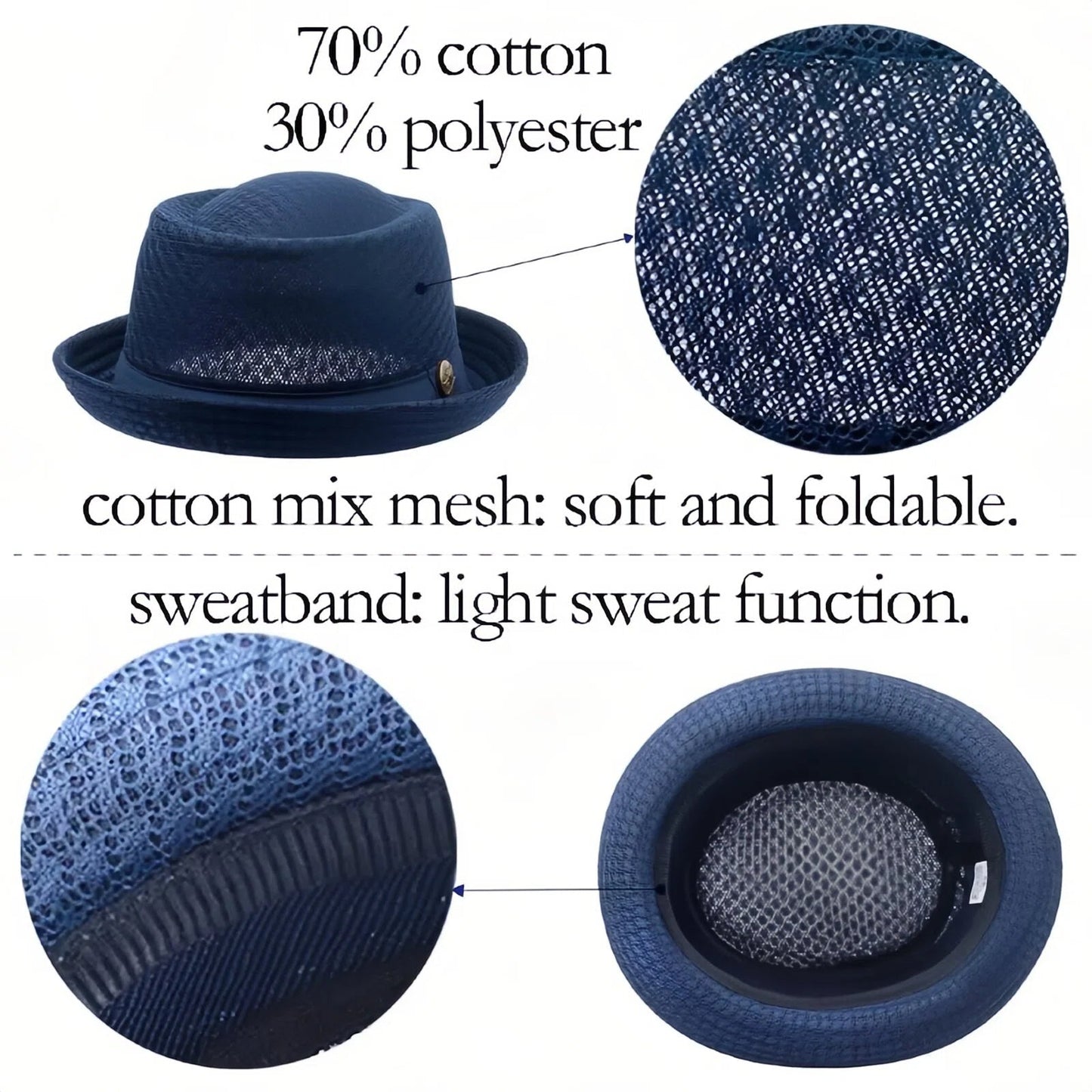 🌞Unisex Breathable Mesh Pork Pie Hat