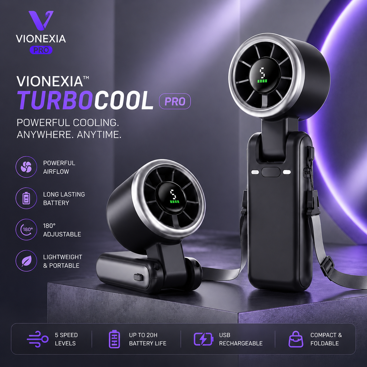 5-Speed Foldable Handheld Fan