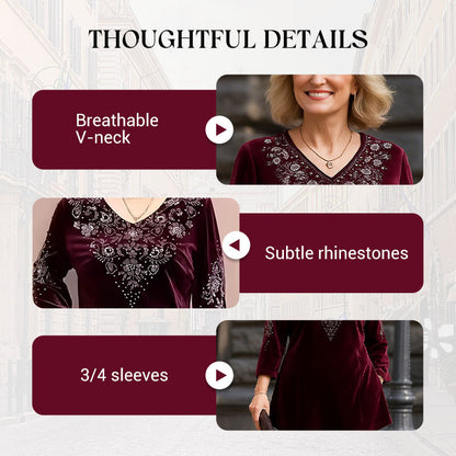 ⏳Time-limited Special⏰Women's Velvet Rhinestone Top & Pants Set