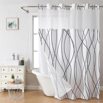 ⏳LAST DAY SALE 70% OFF!!🔥No-Hook Double-Layer Shower Curtain with Built-In Liner 🚿✨  Waterproof, Machine-Washable & Mildew-Resistant | 72" x 75" – Fits Most UK Bathtubs