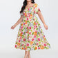 💃Summer Hot Sale 70% OFF🌈Floral Smocked Square Neck Midi Dress with Pockets