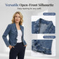🥳2026 HOT SALE🥳💞50K+ SOLD!👵☀️ 56% OFF! Open-Front Denim Jacket – No buttons, easy on/off. Flattering ruffle trim, breathable fabric. Classic blue wash. A versatile wardrobe staple. 🌿✅