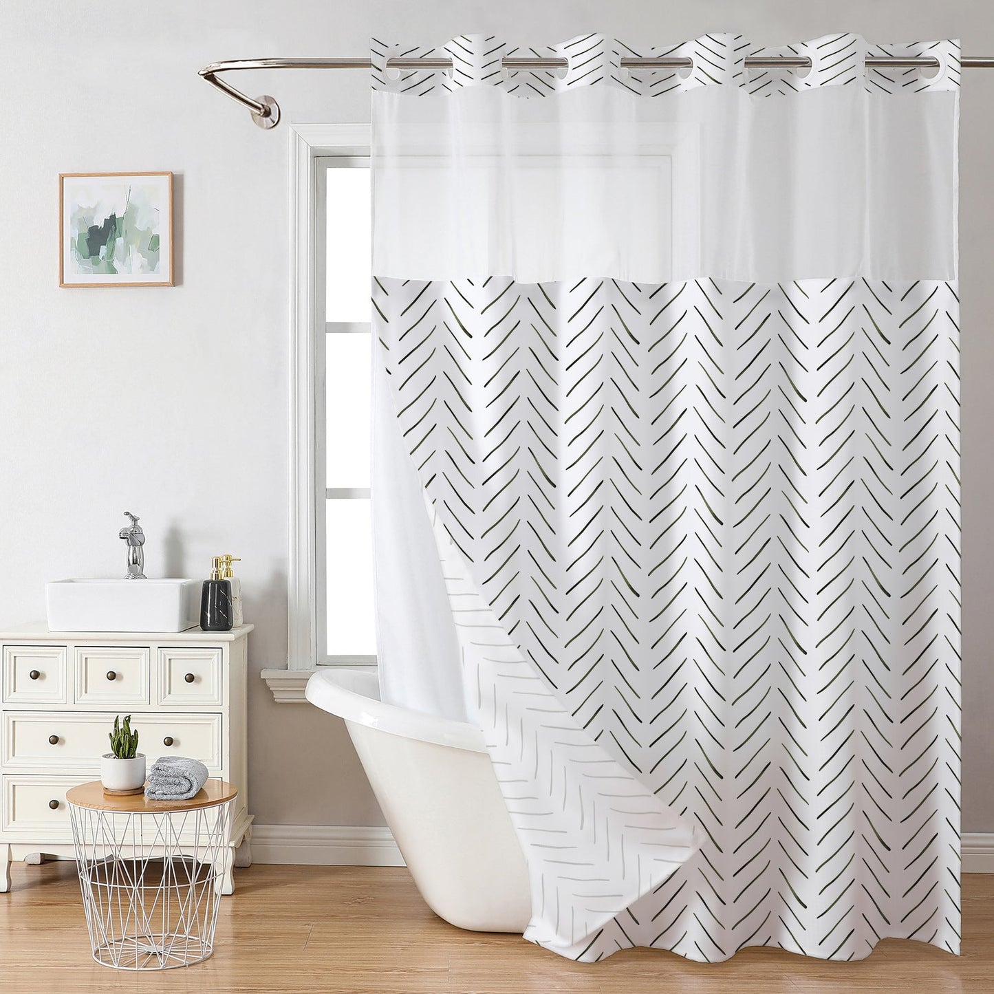 ⏳LAST DAY SALE 70% OFF!!🔥No-Hook Double-Layer Shower Curtain with Built-In Liner 🚿✨  Waterproof, Machine-Washable & Mildew-Resistant | 72" x 75" – Fits Most UK Bathtubs