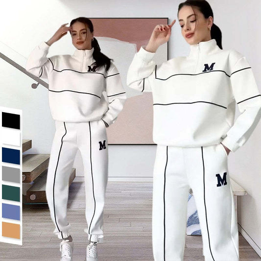 Women's Casual Letter M Long Sleeve Two Piece Set