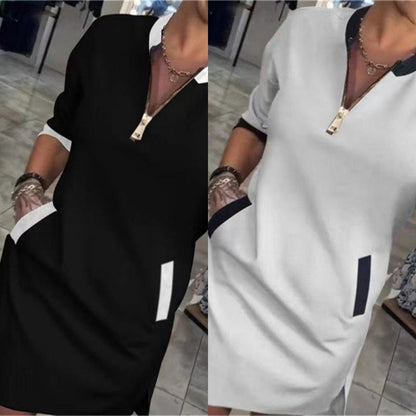 🌟 60% Off! Trendy V-Neck 3/4 Sleeve Dress with pockets—perfect for any occasion🌟