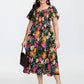 💃Summer Hot Sale 70% OFF🌈Floral Smocked Square Neck Midi Dress with Pockets