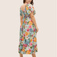 💃Summer Hot Sale 70% OFF🌈Floral Smocked Square Neck Midi Dress with Pockets