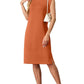 🔥Summer Sale 49% OFF💥Women Round Neck Loose Split Wrinkle-Free Midi Dress with Pockets