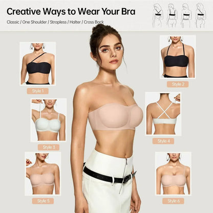 ⛱️Last Day Special Price ￡7.99!!💞Womens Strapless Wireless Padded Bandeau Bra