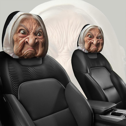 👻Funny Cartoon Car Headrest Covers – 2PCS Universal Fit