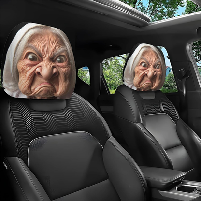 👻Funny Cartoon Car Headrest Covers – 2PCS Universal Fit