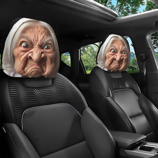👻Funny Cartoon Car Headrest Covers – 2PCS Universal Fit