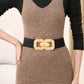 【Factory direct sales】Women's Vintage Gold Buckle High Elastic Leather Belt