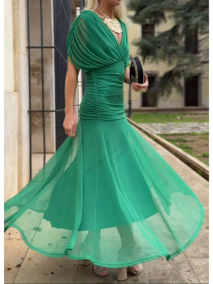 🎊Hot Sale 54% OFF Only Today!!⏰ Women's Off-the-Shoulder V-Neck Printed Dress
