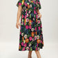 💃Summer Hot Sale 70% OFF🌈Floral Smocked Square Neck Midi Dress with Pockets