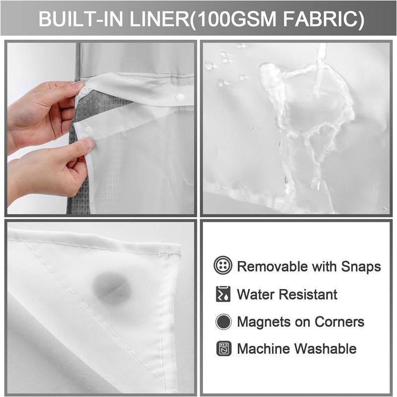 ⏳LAST DAY SALE 70% OFF!!🔥No-Hook Double-Layer Shower Curtain with Built-In Liner 🚿✨  Waterproof, Machine-Washable & Mildew-Resistant | 72" x 75" – Fits Most UK Bathtubs