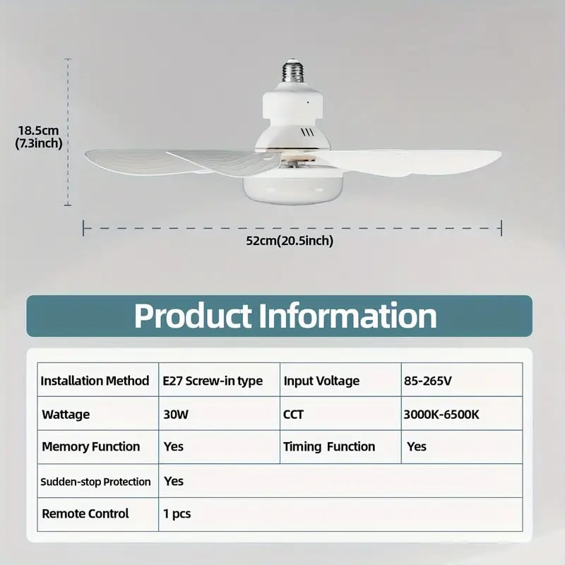 ⏳LIMITED TIME SALE 50% OFF🌀40W LED Ceiling Fan Light – 20.5” Ultra-Quiet with Remote 🎯 | E27 + FREE B22 Adapter 🔌 | For Bedroom 😴, Kitchen 👩‍🍳 & Garage 🛠️ – UK Ready! 🇬🇧