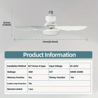 ⏳LIMITED TIME SALE 50% OFF🌀40W LED Ceiling Fan Light – 20.5” Ultra-Quiet with Remote 🎯 | E27 + FREE B22 Adapter 🔌 | For Bedroom 😴, Kitchen 👩‍🍳 & Garage 🛠️ – UK Ready! 🇬🇧