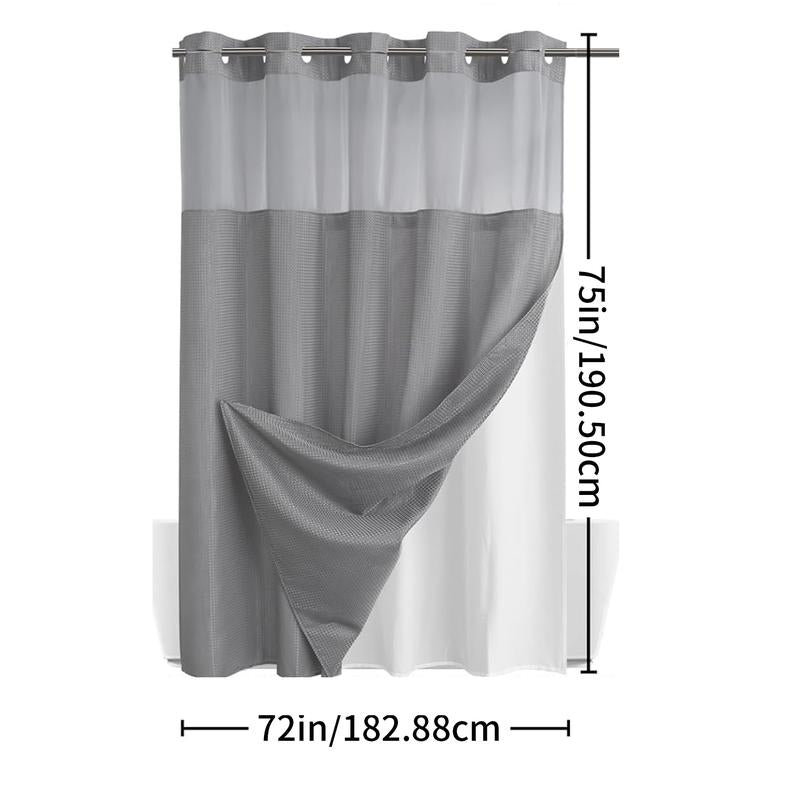 ⏳LAST DAY SALE 70% OFF!!🔥No-Hook Double-Layer Shower Curtain with Built-In Liner 🚿✨  Waterproof, Machine-Washable & Mildew-Resistant | 72" x 75" – Fits Most UK Bathtubs