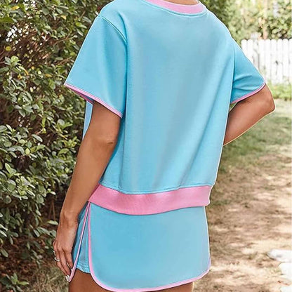 ⏰HOT SALE 49% OFF🔥Women's Casual Short Sleeve Top & Skirt Two Piece Set