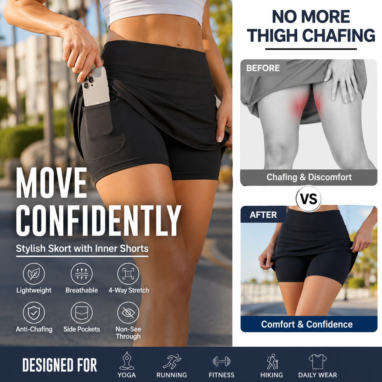 💥 Special Sale – Only £9.99 👚Anti-Chafing Active Skort – Super soft and comfortable🔥