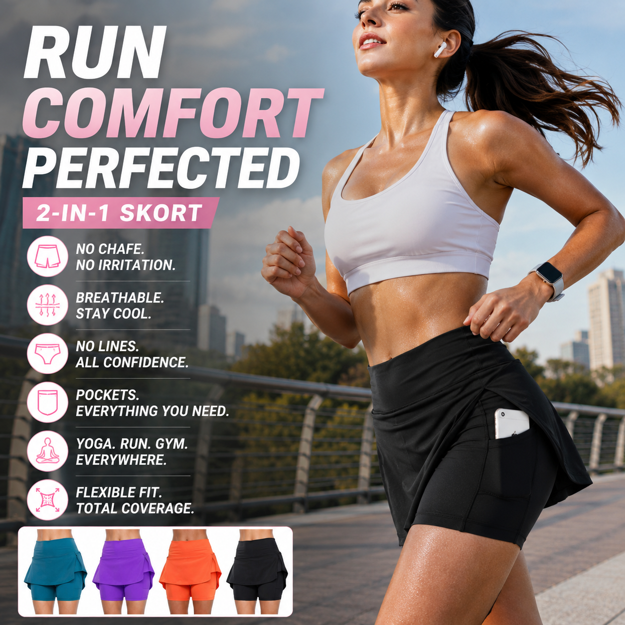 💥 Special Sale – Only £9.99 👚Anti-Chafing Active Skort – Super soft and comfortable🔥