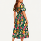 💃Summer Hot Sale 70% OFF🌈Floral Smocked Square Neck Midi Dress with Pockets
