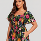 💃Summer Hot Sale 70% OFF🌈Floral Smocked Square Neck Midi Dress with Pockets
