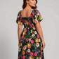 💃Summer Hot Sale 70% OFF🌈Floral Smocked Square Neck Midi Dress with Pockets