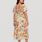 💃Summer Hot Sale 70% OFF🌈Floral Smocked Square Neck Midi Dress with Pockets