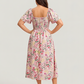 💃Summer Hot Sale 70% OFF🌈Floral Smocked Square Neck Midi Dress with Pockets